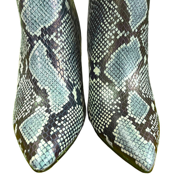 Gianni Bini Lennoxe Snake Print Leather Tall 4" Heel Black Teal Boots 6.5 NWT - Picture 8 of 13